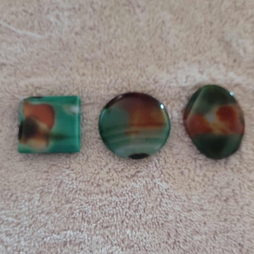 Rainbow Agate Focal Beads Set Of 3
